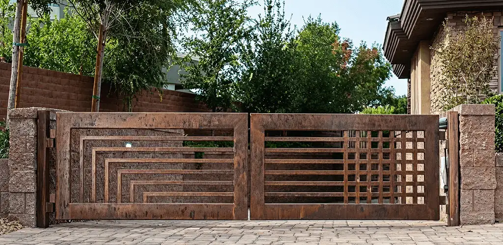 Custom driveway gate installation for a home entrance in Rochester, NY