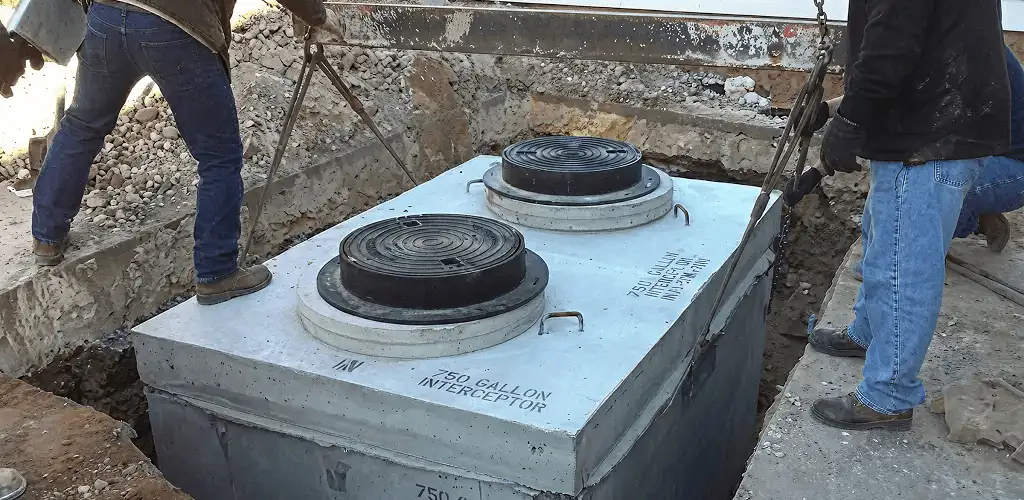 Grease trap installation for a commercial property drainage system in Rochester, NY