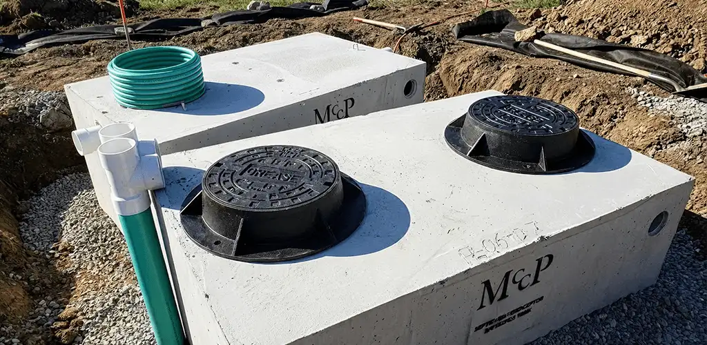 Grease trap installation unit set in place for drainage protection in Rochester, NY