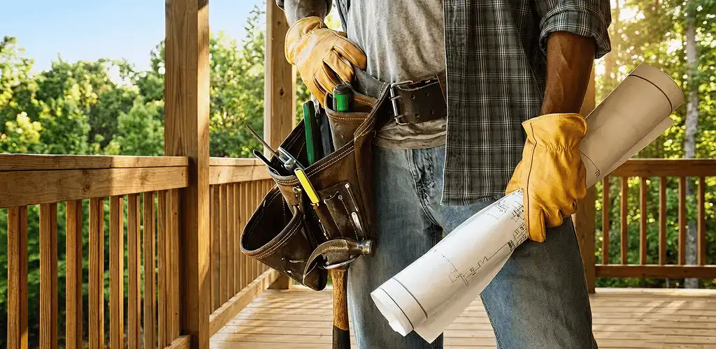 Professional handyman with tool belt ready for home repairs in Rochester, NY