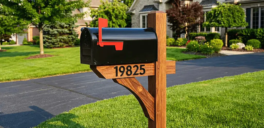 New mailbox installation with post and address number for a home in Rochester, NY