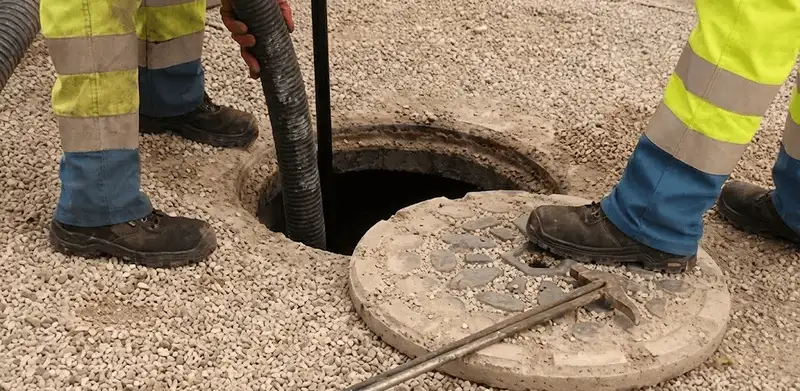 Drain cleaning crew clearing a sewer access point with professional equipment in Rochester, NY